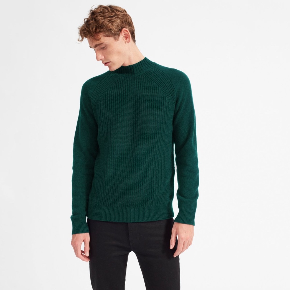 Everlane Green Cashmere Mock Neck Sweater Sz Small